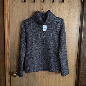 NWT J. Crew Mercantile Cowl Neck Black Windowpane Plaid Pullover Sweater size M